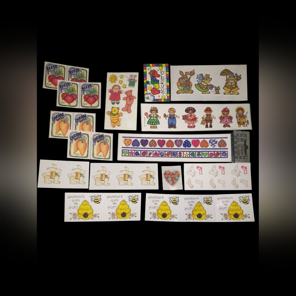 Vintage Assorted 55-pc Cute Character Sticker Sheets - RARE COLLECTIBLE BUNDLE